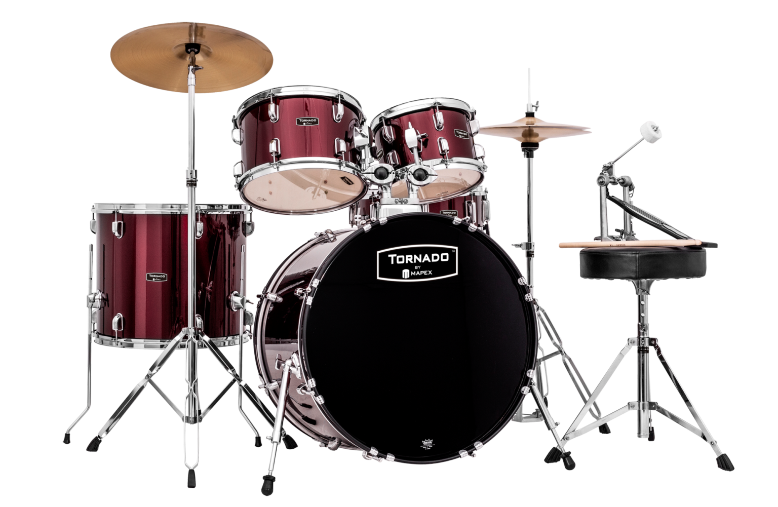 mapex-tornado-stage-drumset-dark-red-drums-only