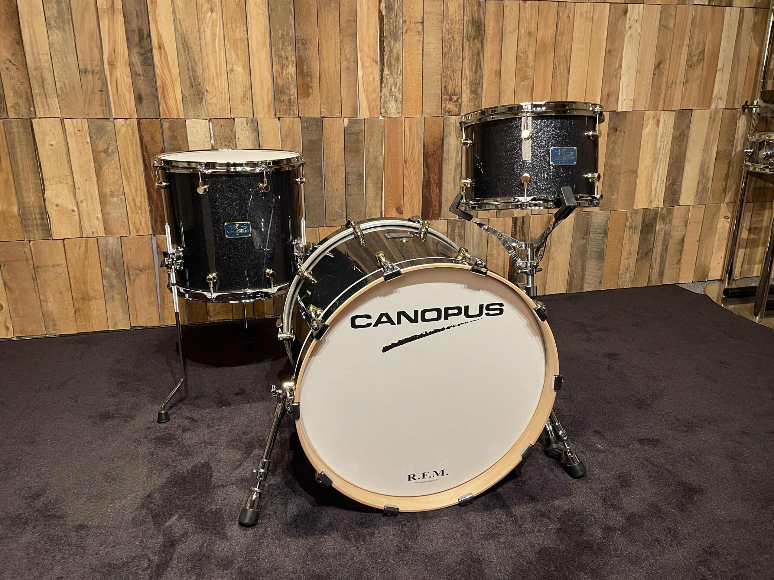 Canopus RFM Studio Shellset (brass lugs) Black Sparkle - Drums Only